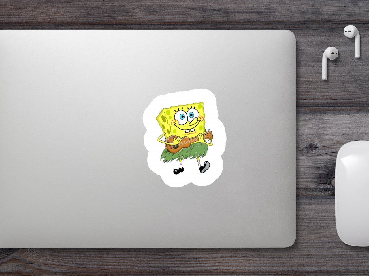 Set 5 bucati, Sticker decorativ, SpongeBob cantand la chitara Meme, Rezistent la apa, NO8415, 6 cm, Multicolor