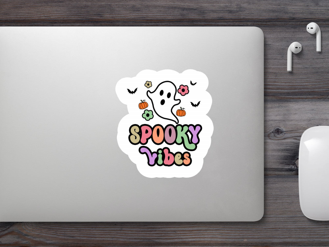 Set 5 bucati, Sticker decorativ, Spooky vibes, Rezistent la apa, NO8461, 6 cm, Multicolor