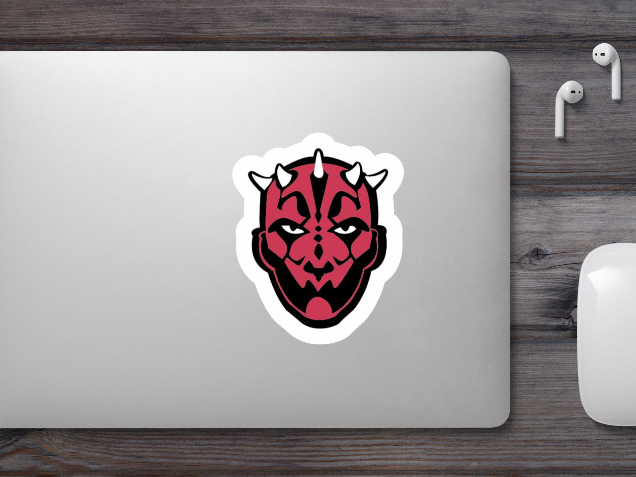 Set 5 bucati, Sticker decorativ, Star Wars Darth Maul cap, Rezistent la apa, NO8588, 6 cm, Multicolor