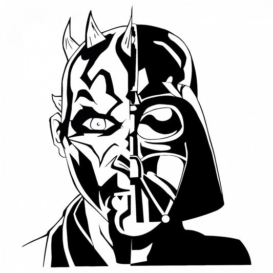 Set 5 bucati, Sticker decorativ, Star wars Darth Maul cu doua fete, Rezistent la apa, NO8395, 6 cm, Multicolor