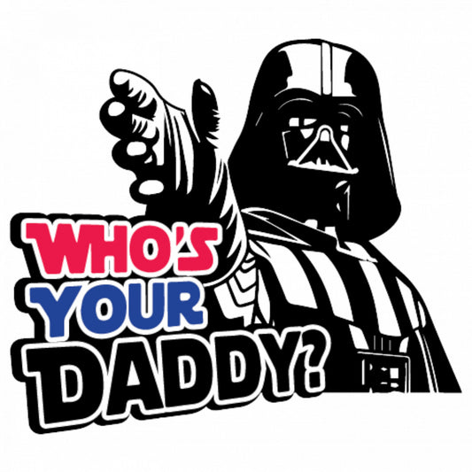 Set 5 bucati, Sticker decorativ, Star Wars Darth Vader Who's your daddy, Rezistent la apa, NO8496, 6 cm, Multicolor