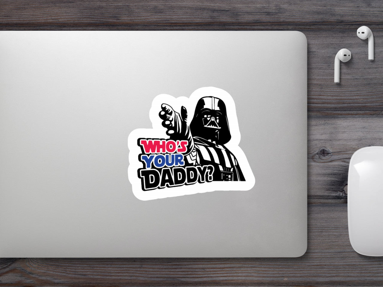 Set 5 bucati, Sticker decorativ, Star Wars Darth Vader Who's your daddy, Rezistent la apa, NO8496, 6 cm, Multicolor