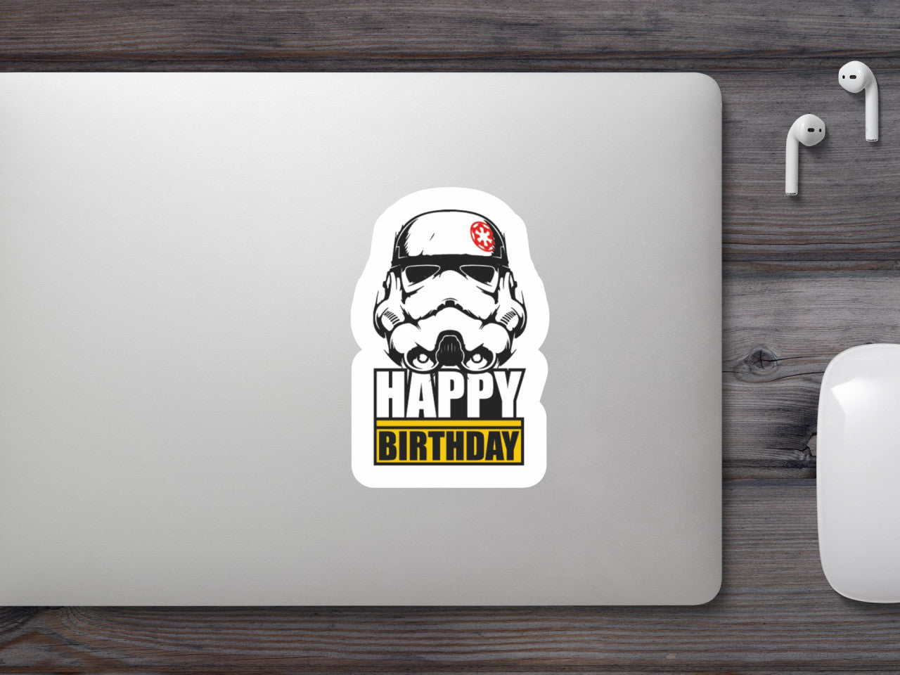 Set 5 bucati, Sticker decorativ, Star Wars la multi ani, Rezistent la apa, NO8405, 6 cm, Multicolor