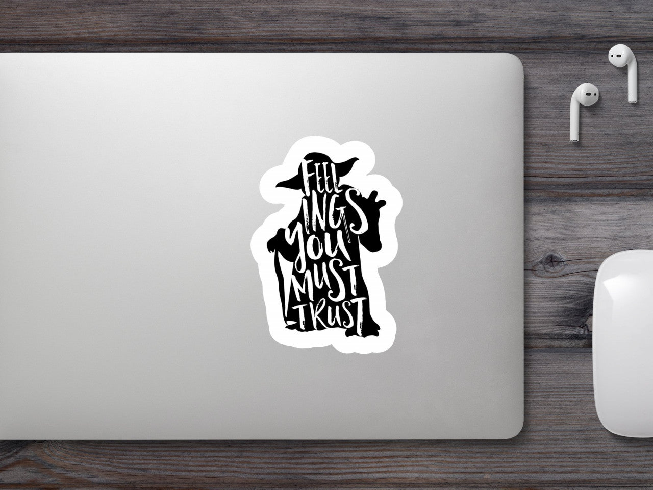 Set 5 bucati, Sticker decorativ, Star wars Yoda Feelings you must trust, Rezistent la apa, NO8408, 6 cm, Multicolor