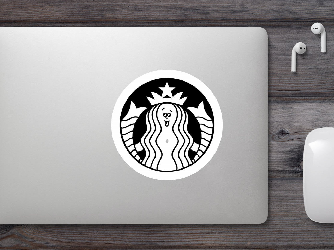 Set 5 bucati, Sticker decorativ, Starbucks amuzant, Rezistent la apa, NO7804, 6 cm, Multicolor