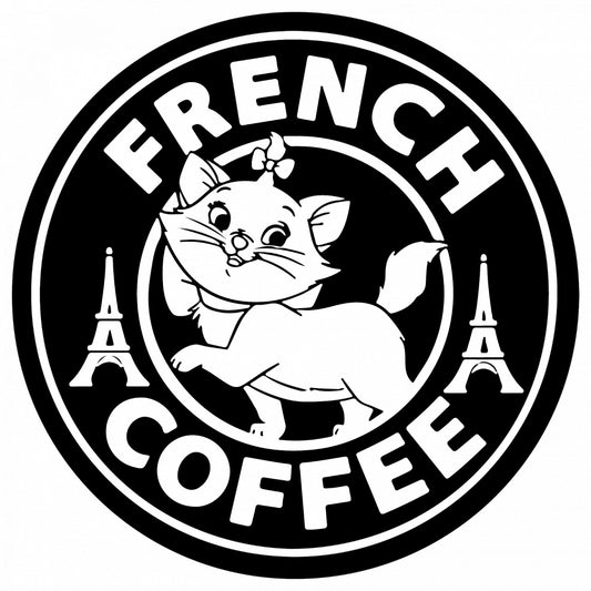 Set 5 bucati, Sticker decorativ, Starbucks French Coffee, Rezistent la apa, NO7791, 6 cm, Multicolor