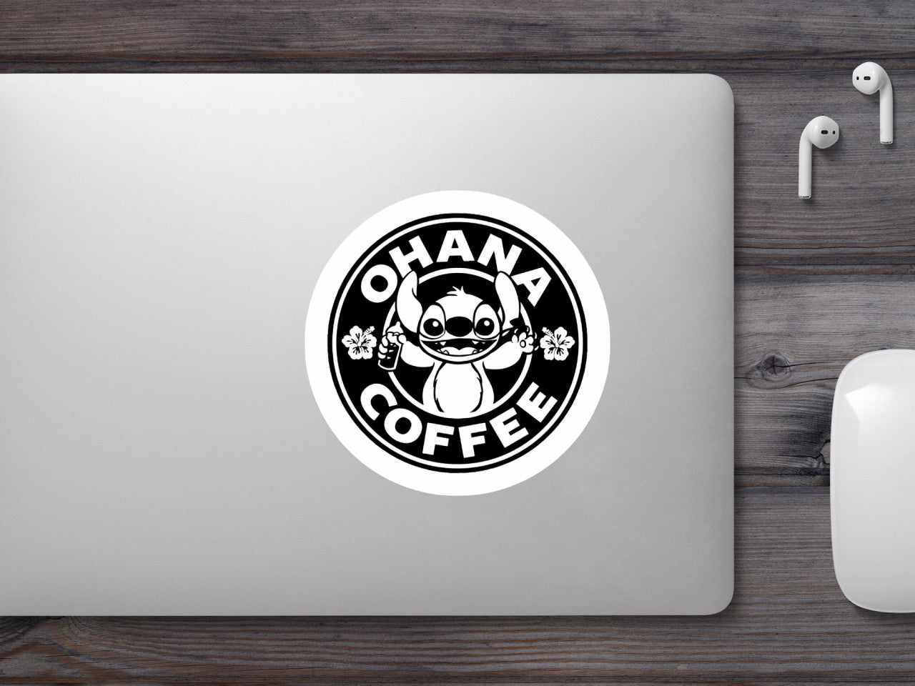 Set 5 bucati, Sticker decorativ, Starbucks Ohana coffee, Rezistent la apa, NO10029, 6 cm, Multicolor