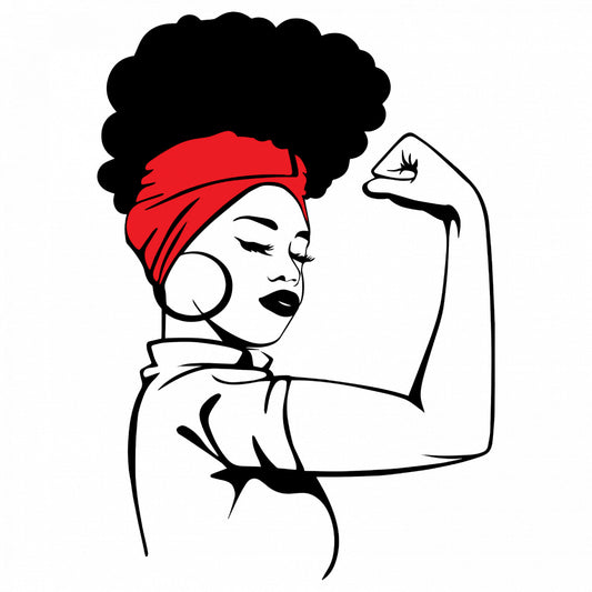 Set 5 bucati, Sticker decorativ, Strong black woman , Rezistent la apa, NO9617, 6 cm, Multicolor
