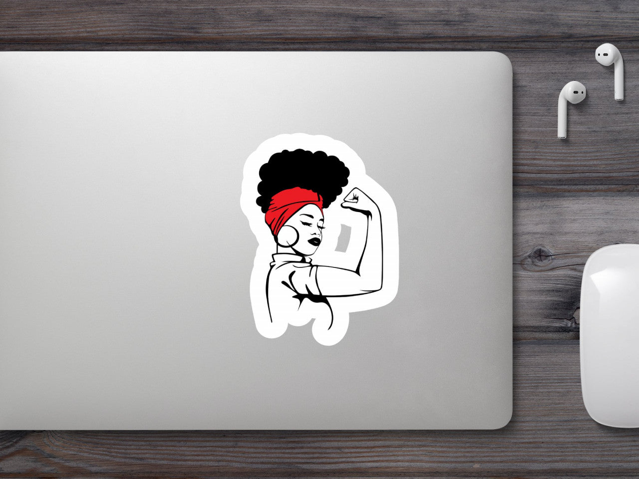 Set 5 bucati, Sticker decorativ, Strong black woman , Rezistent la apa, NO9617, 6 cm, Multicolor