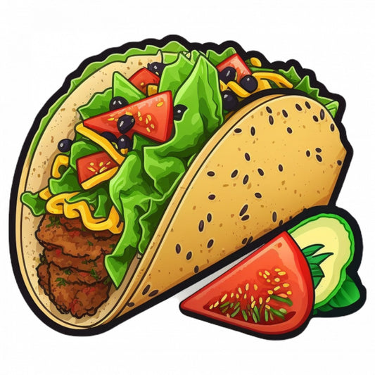 Set 5 bucati, Sticker decorativ, Tacos, Rezistent la apa, NO8382, 6 cm, Multicolor