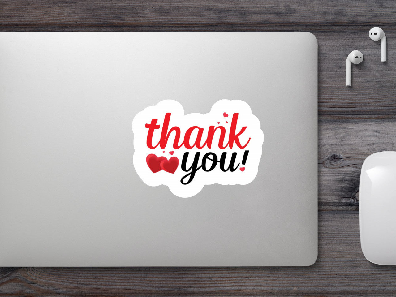 Set 5 bucati, Sticker decorativ, Thank you, Rezistent la apa, NO8428, 6 cm, Multicolor