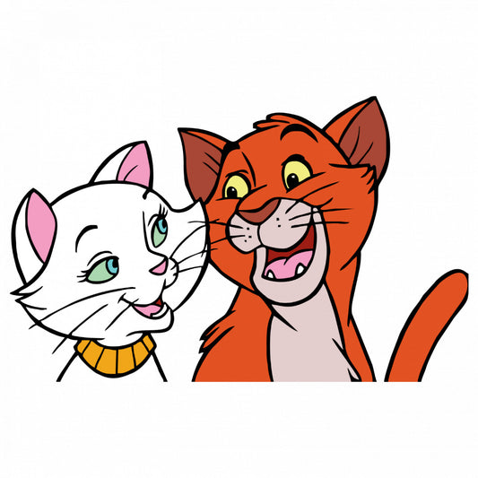 Set 5 bucati, Sticker decorativ, The Aristocats Ducesa si Thomas O'Malley, Rezistent la apa, NO8451, 6 cm, Multicolor