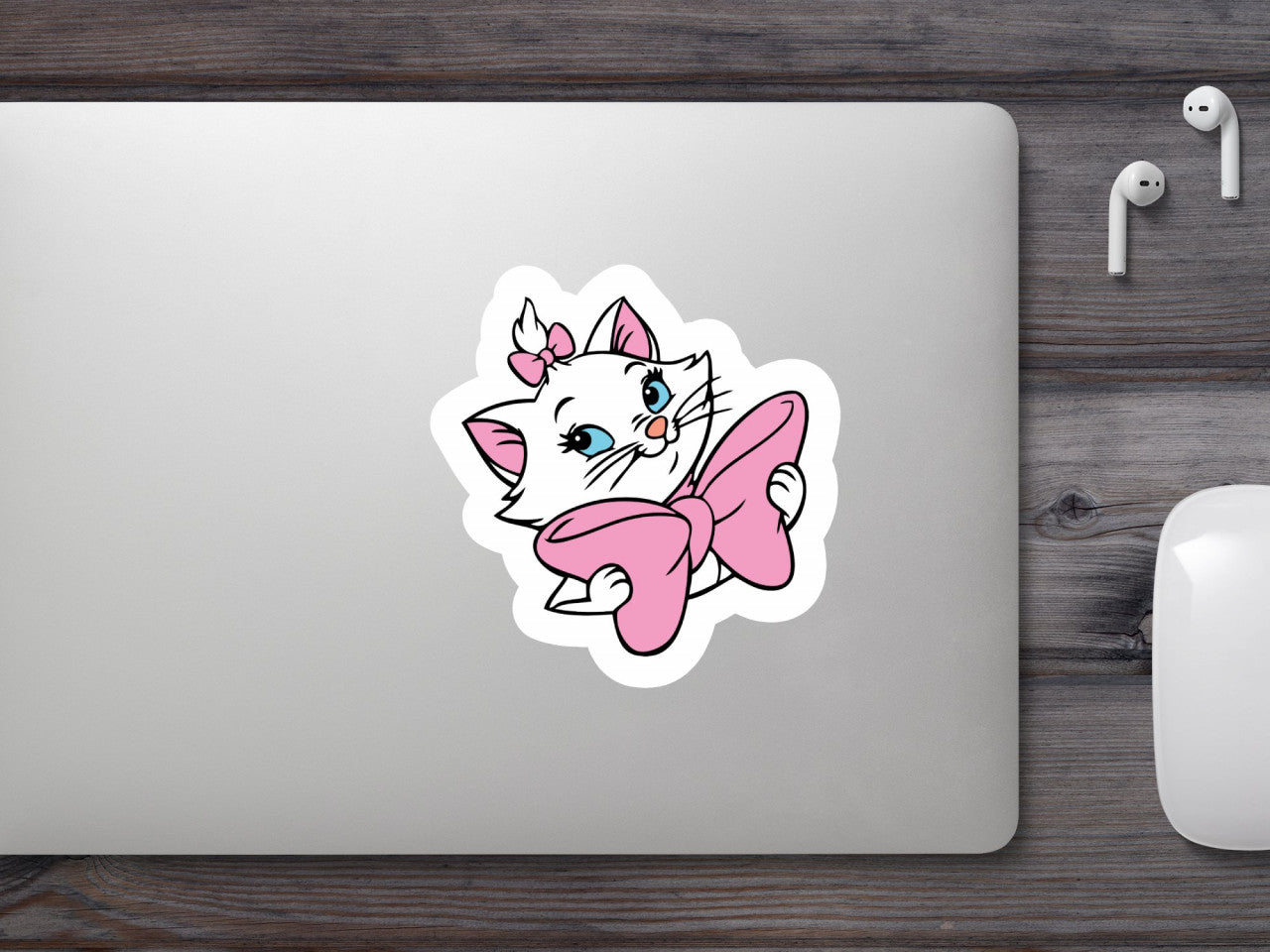Set 5 bucati, Sticker decorativ, The aristocats Marie cu funda, Rezistent la apa, NO9897, 6 cm, Multicolor