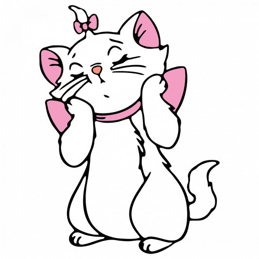 Set 5 bucati, Sticker decorativ, The Aristocats Marie somnoroasa, Rezistent la apa, NO8458, 6 cm, Multicolor