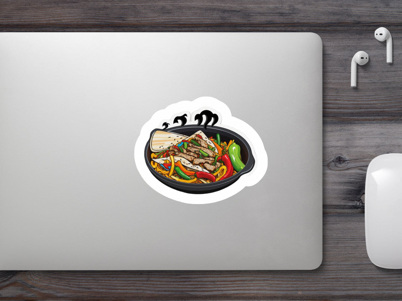 Set 5 bucati, Sticker decorativ, Tigaie cu Fajitas, Rezistent la apa, NO8375, 6 cm, Multicolor