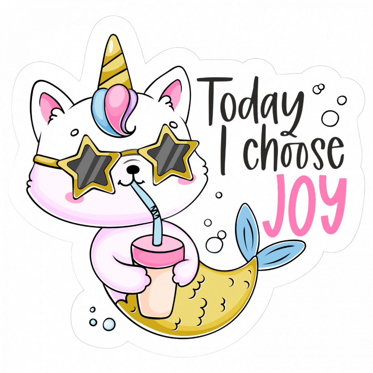 Set 5 bucati, Sticker decorativ, Today i choose joy, Rezistent la apa, NO8446, 6 cm, Multicolor