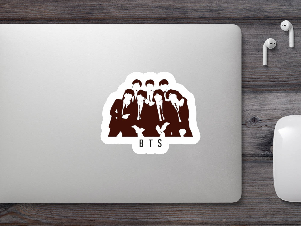 Set 5 bucati, Sticker decorativ, Trupa BTS poza de grup, Rezistent la apa, NO8653, 6 cm, Multicolor