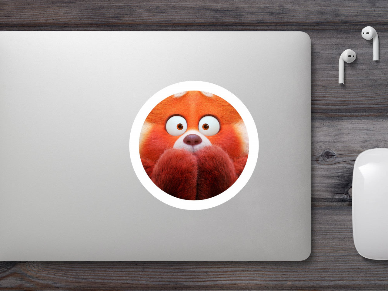 Set 5 bucati, Sticker decorativ, Turning Red Panda Mei tacut, Rezistent la apa, NO8583, 6 cm, Multicolor