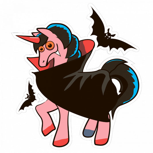 Set 5 bucati, Sticker decorativ, Unicorn Dracula, Rezistent la apa, NO8368, 6 cm, Multicolor