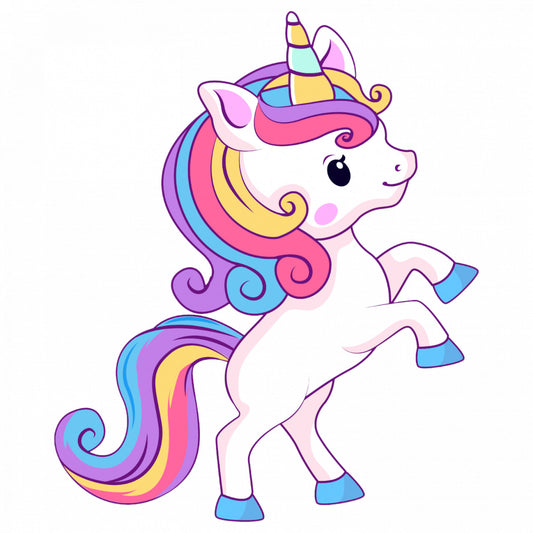 Set 5 bucati, Sticker decorativ, Unicorn in salt, Rezistent la apa, NO10028, 6 cm, Multicolor