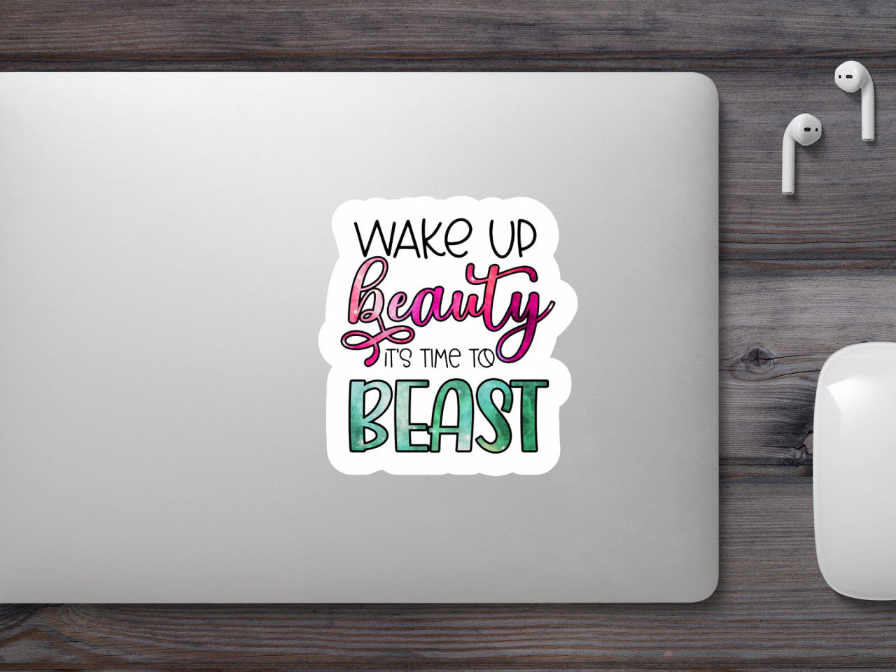 Set 5 bucati, Sticker decorativ, Wake up beauty, Rezistent la apa, NO8291, 6 cm, Multicolor