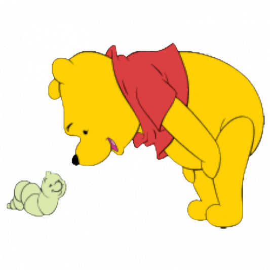 Set 5 bucati, Sticker decorativ, Winnie The Pooh cu viermisor, Rezistent la apa, NO8386, 6 cm, Multicolor