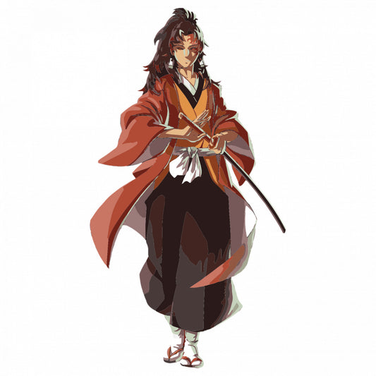 Set 5 bucati, Sticker decorativ, Yoriichi Tsugikuni Demon Slayer, Rezistent la apa, NO8517, 6 cm, Multicolor