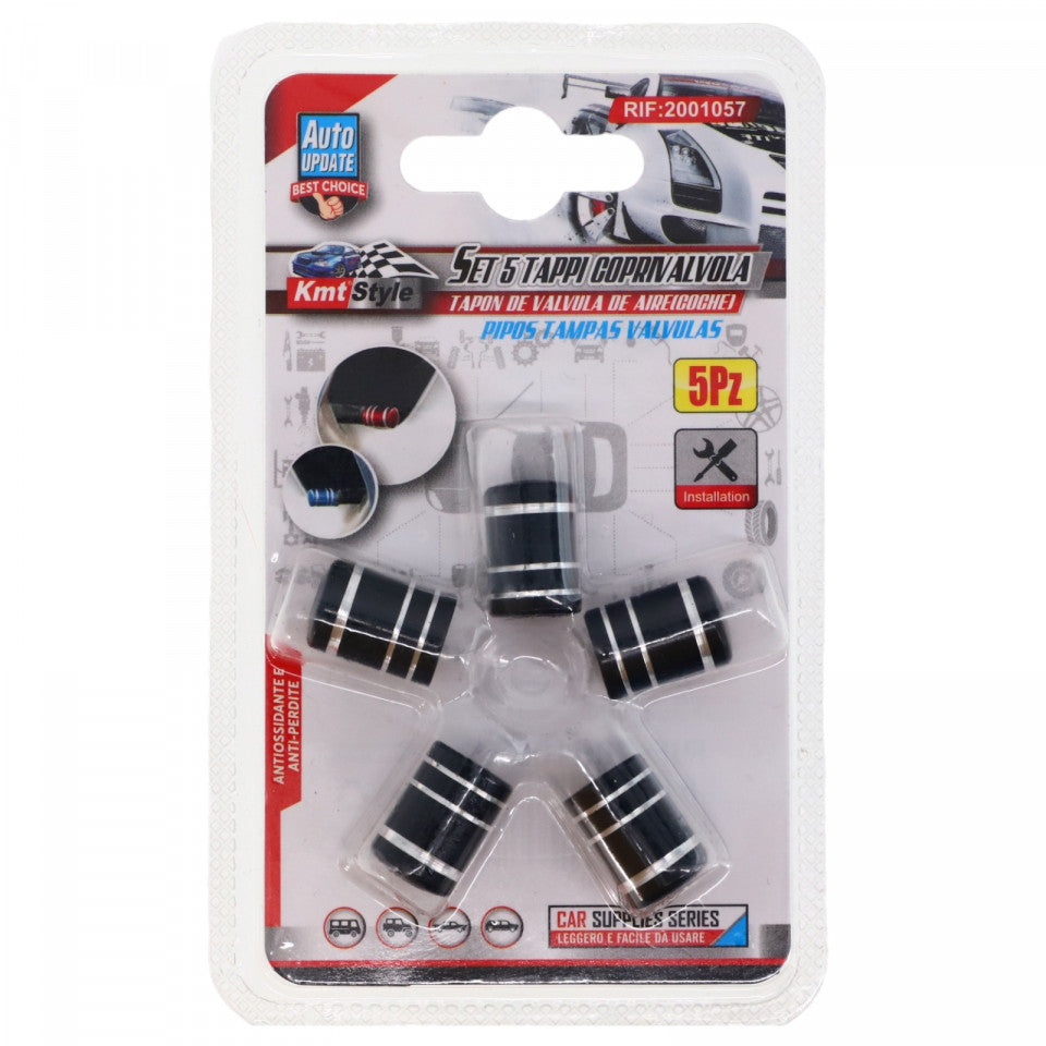 Set 5 capace supapa auto, NO4235, 1.5 cm, Negru