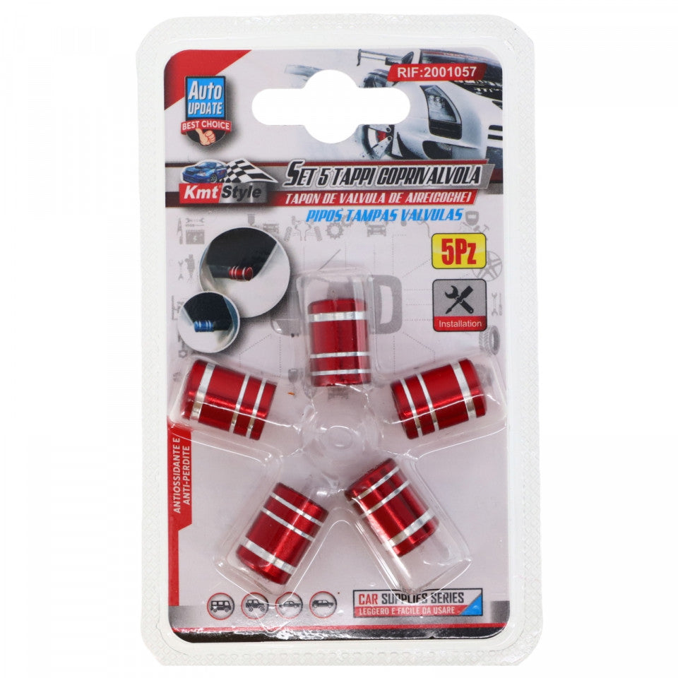 Set 5 capace supapa auto, NO4236, 1.5 cm, Rosu