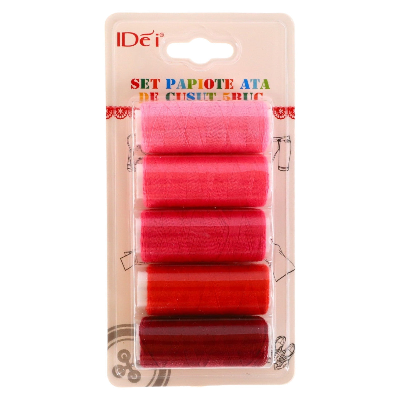 Set 5 papiote cu ata de cusut, NO2345, 6 cm, Multicolor