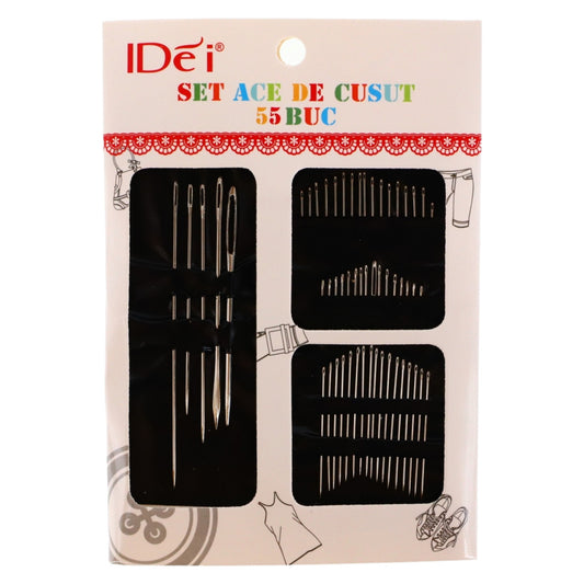 Set 55 bucati, Ace de cusut, NO42324, 5 - 10 cm, Argintiu