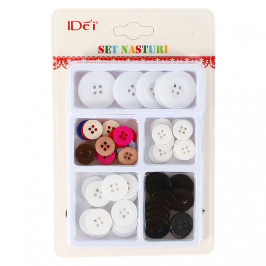 Set 58 bucati, Nasturi, NO5887, 1.5 cm / 2 cm / 3 cm, Multicolor