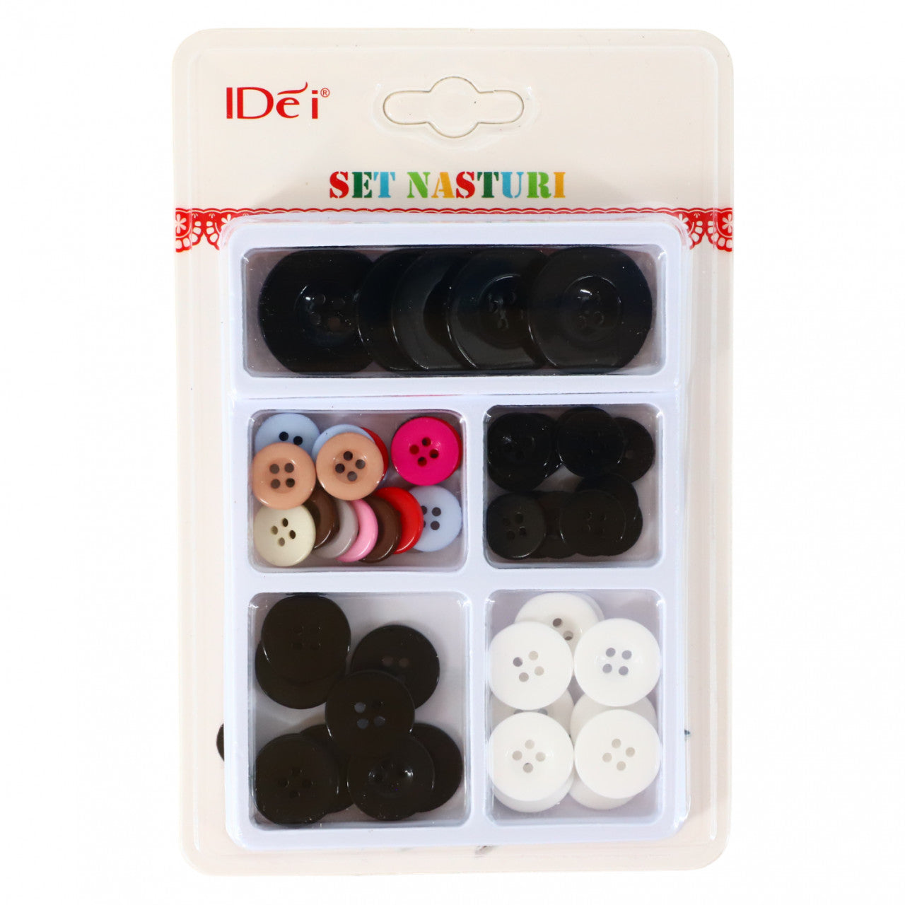 Set 58 bucati, Nasturi, NO8179, 1.5 cm / 2 cm / 3 cm, Multicolor