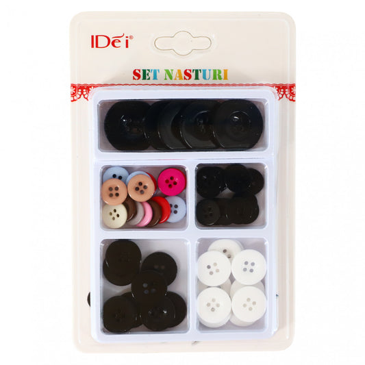 Set 58 bucati, Nasturi, NO8179, 1.5 cm / 2 cm / 3 cm, Multicolor