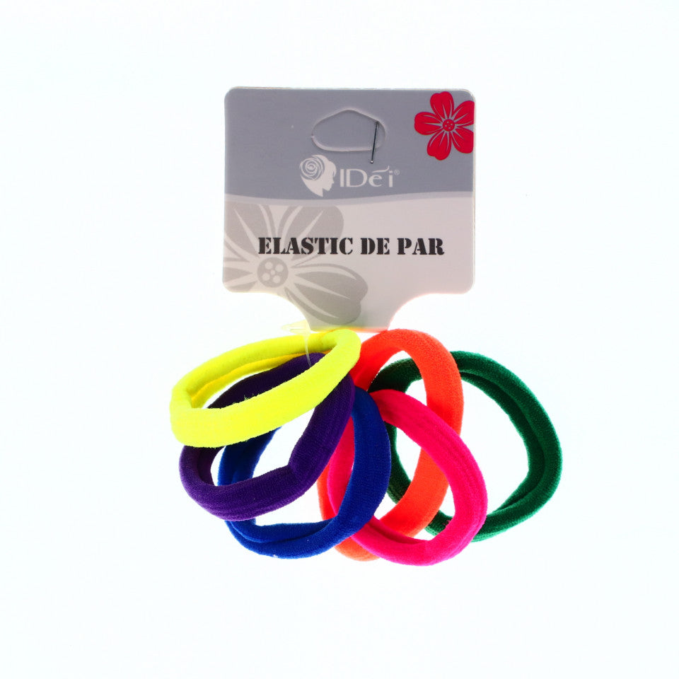 Set 6 buc, Elastice de par, 4 cm, Multicolor