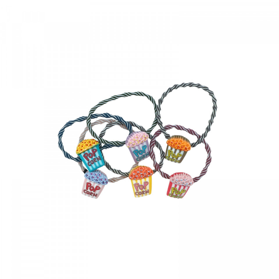 Set 6 bucati, Elastice de par, pentru codite, PopCorn, 4 cm, Multicolor
