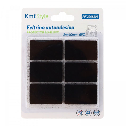Set 6 bucati, Protectie adeziva pentru picioare mobila, NO543, 24 x 40 mm, Negru