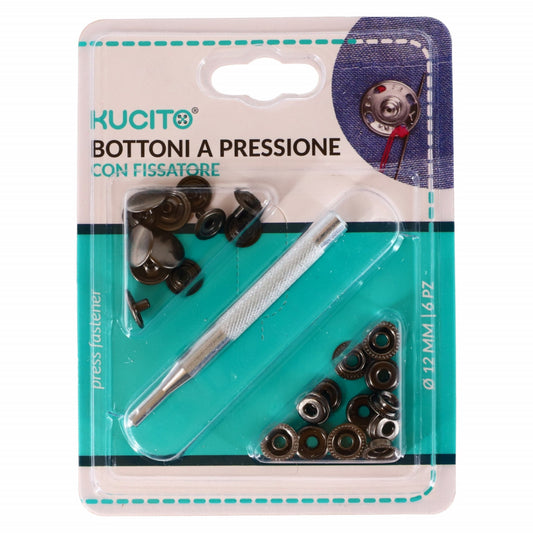 Set 6 capse cu dispozitiv pentru nituire, 12 mm, Gri