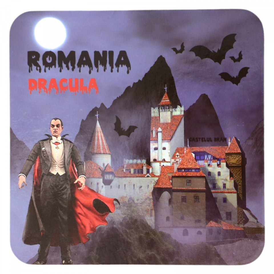 Set 6 suporturi pahare, Patrate, Pluta, Dracula, 9.5 x 9.5 cm, Multicolor