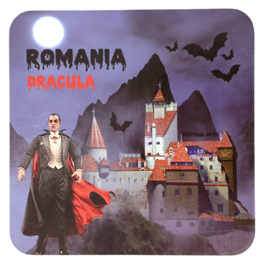 Set 6 suporturi pahare, Patrate, Pluta, Dracula, 9.5 x 9.5 cm, Multicolor