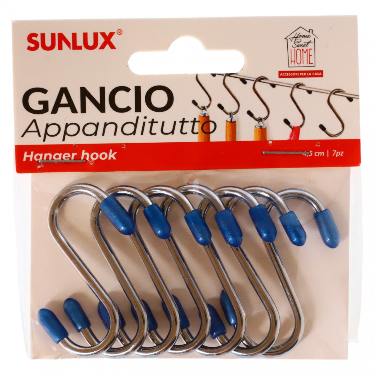 Set 7 bucati, Carlige / Agatatori multifunctionale, forma S, NO2116, 2.3 x 4.5 cm, Argintiu