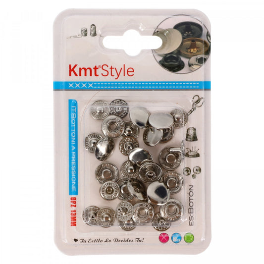 Set 8 capse din metal, NO663, 13 mm, Argintiu