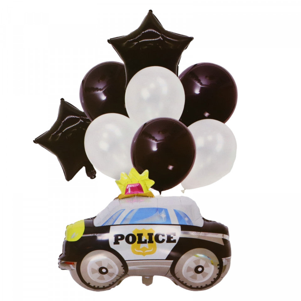 Set 9 baloane, Folie aluminiu, Masina politie, 69 x 42 cm, Multicolor