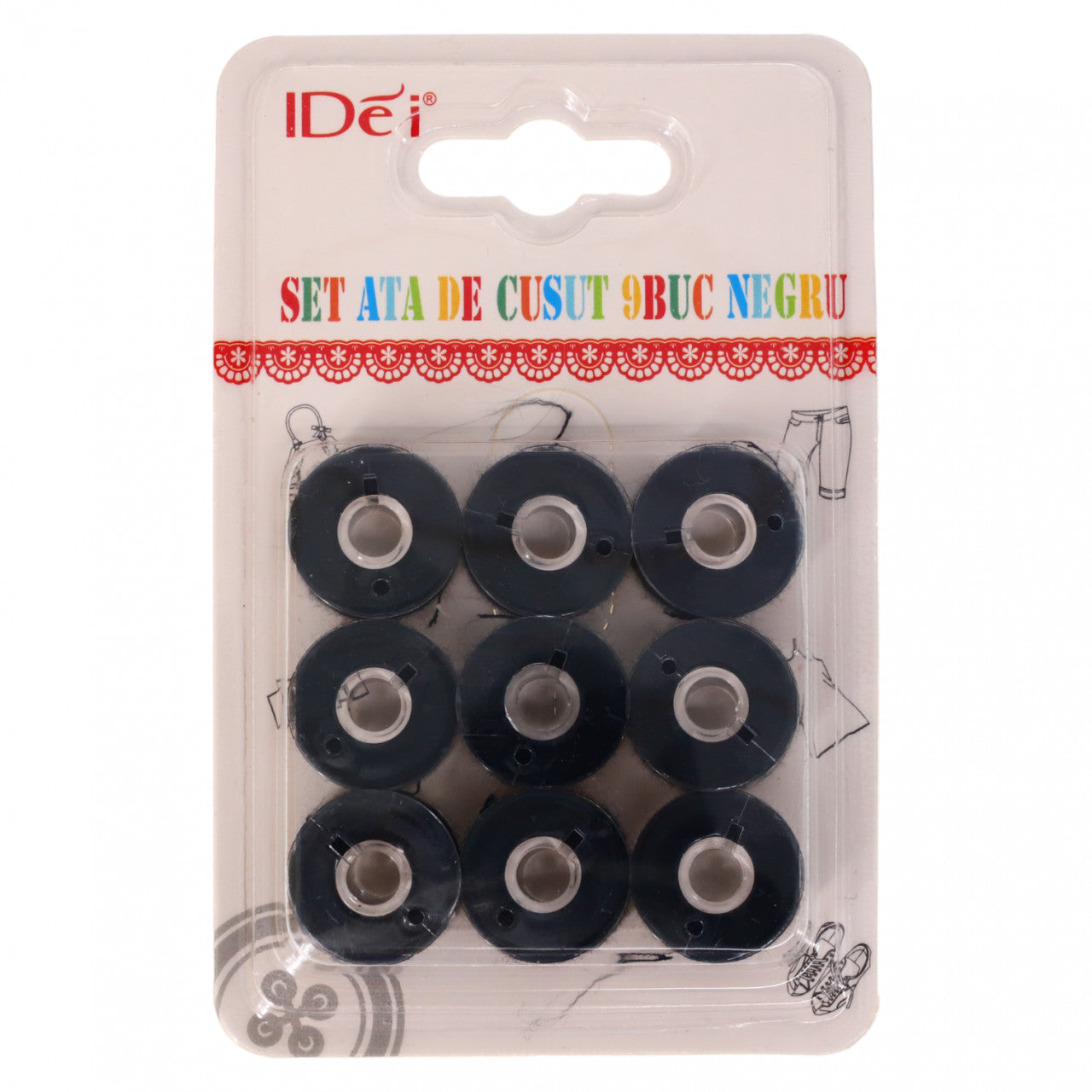 Set 9 bucati, Bobine de ata pentru cusut, NO1062, Negru