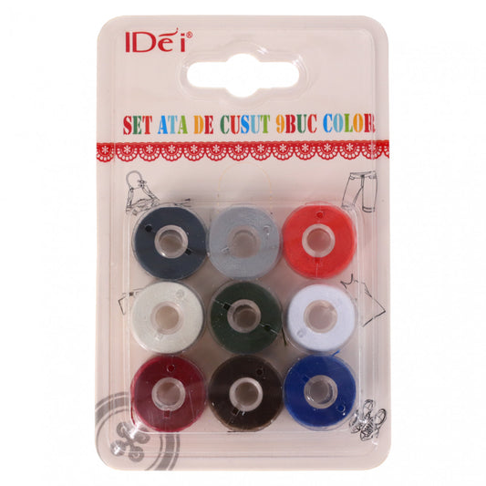 Set 9 bucati, Bobine de ata pentru cusut, NO1079, Multicolor
