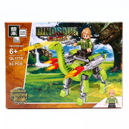 Set de constructie, Calaretul neinfricat si dinozaurul verde, 83 piese