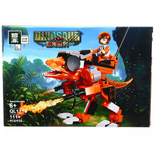 Set de constructie, Dinozaurul si aruncatorul de flacari, 111 piese