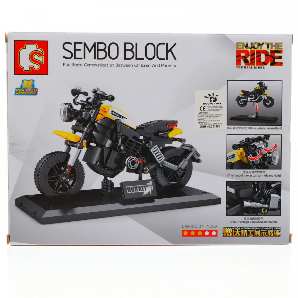 Set de constructie, Motocicleta, Galben, 270 piese