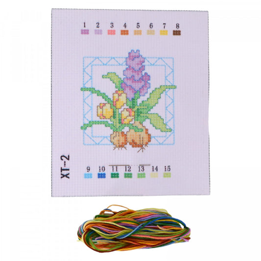 Set goblen, NO244, Flori, Fire incluse, 14 x 16 cm, Multicolor