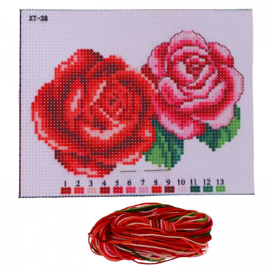 Set goblen, NO255, Trandafiri, Fire incluse, 14 x 16 cm, Multicolor